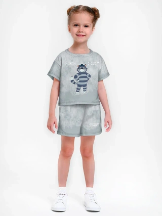 Девочкина пижама с шортами / Простоквашино Grey