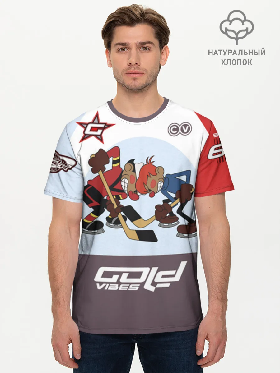 Мужская базовая футболка хлопок / Шайбу Шайбу RedBlue