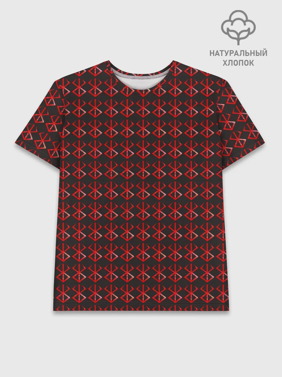 Мужская базовая футболка хлопок / Красный паттерн