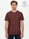 Мужская базовая футболка хлопок / Красный паттерн