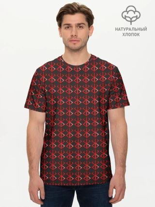 Мужская базовая футболка хлопок / Красный паттерн