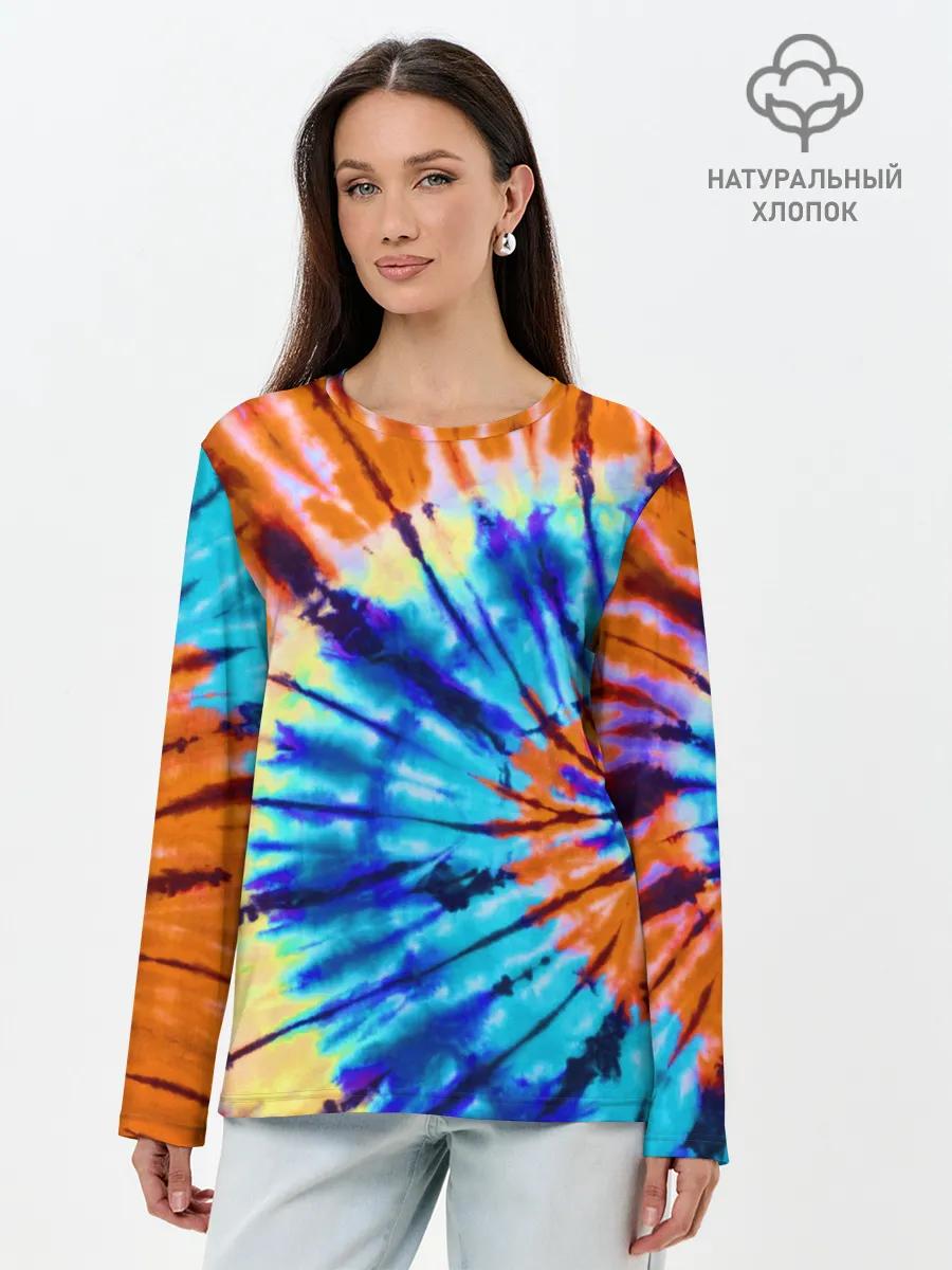 Лонгслив женский. Хлопок / Tie dye