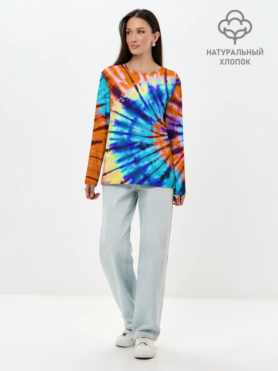 Лонгслив женский. Хлопок / Tie dye