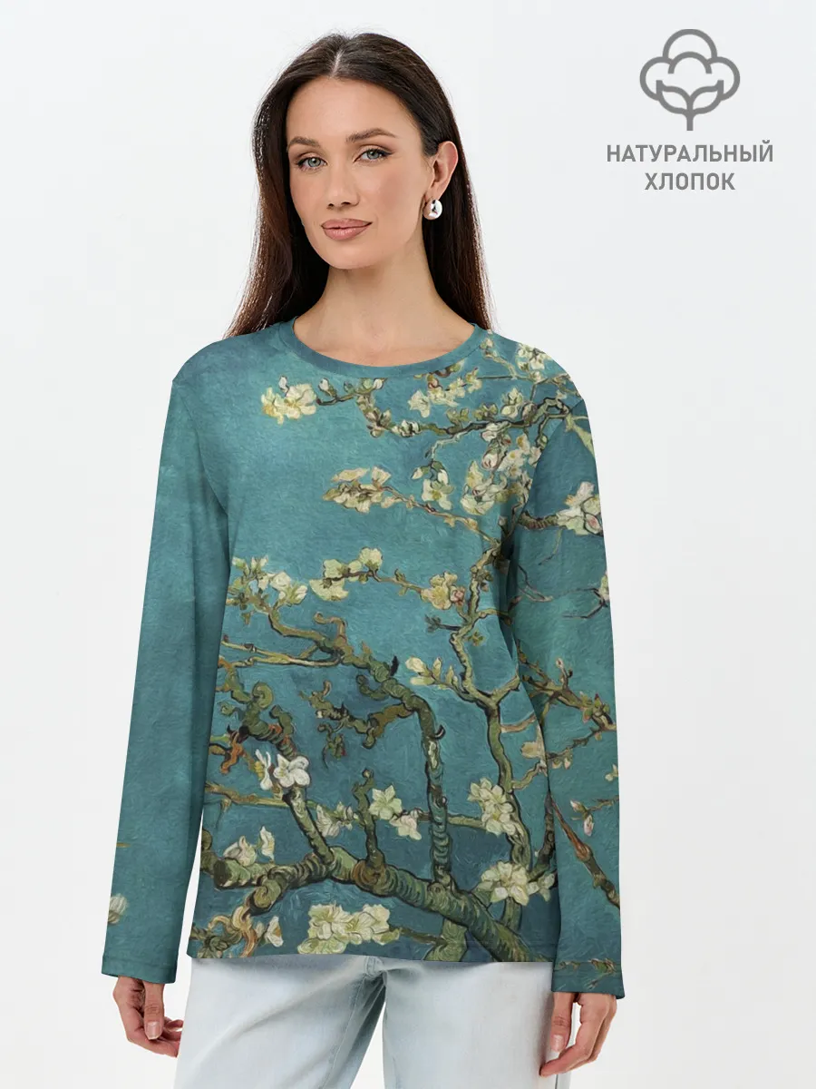 Лонгслив женский. Хлопок / Миндаль