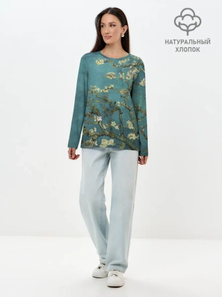 Лонгслив женский. Хлопок / Миндаль