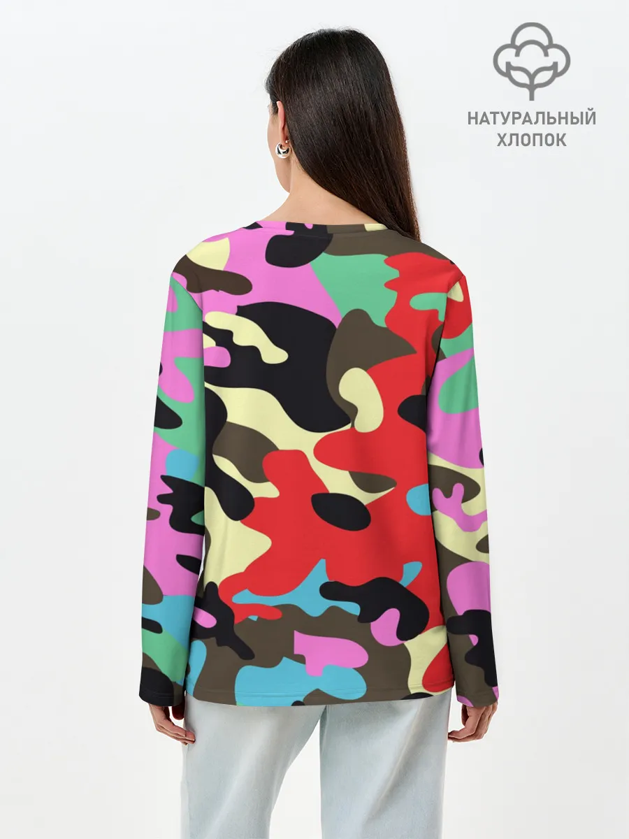 Лонгслив женский. Хлопок / Камуфляж