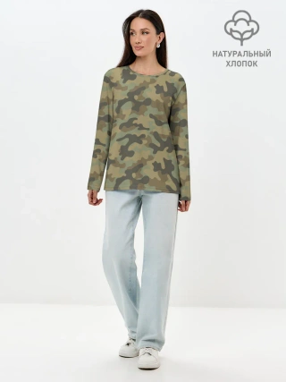 Лонгслив женский. Хлопок / Хаки