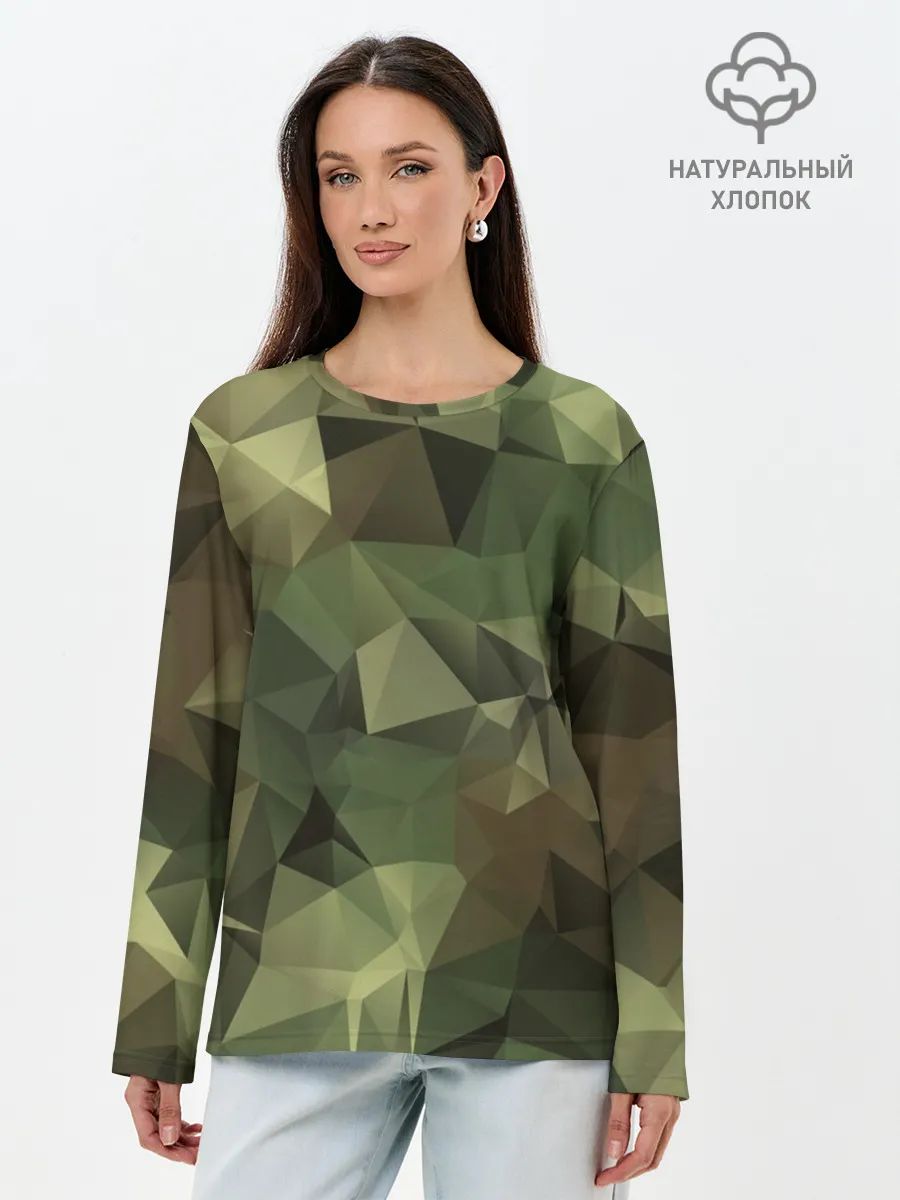 Лонгслив женский. Хлопок / Камуфляж