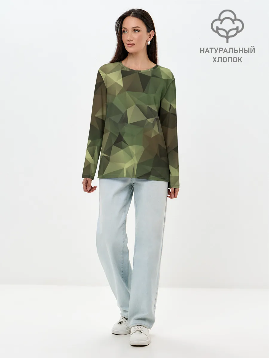 Лонгслив женский. Хлопок / Камуфляж