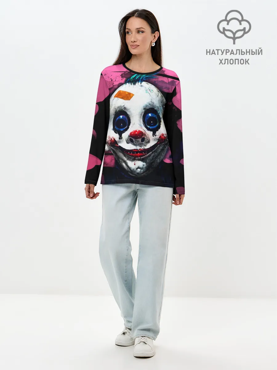 Лонгслив женский. Хлопок / Клоун