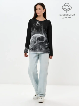 Лонгслив женский. Хлопок / Skull