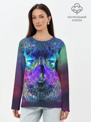 Лонгслив женский. Хлопок / Черепок