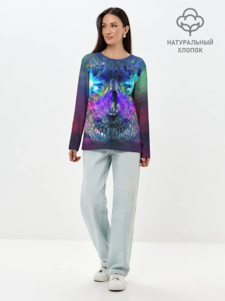 Лонгслив женский. Хлопок / Черепок