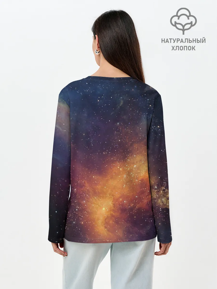Лонгслив женский. Хлопок / Космос