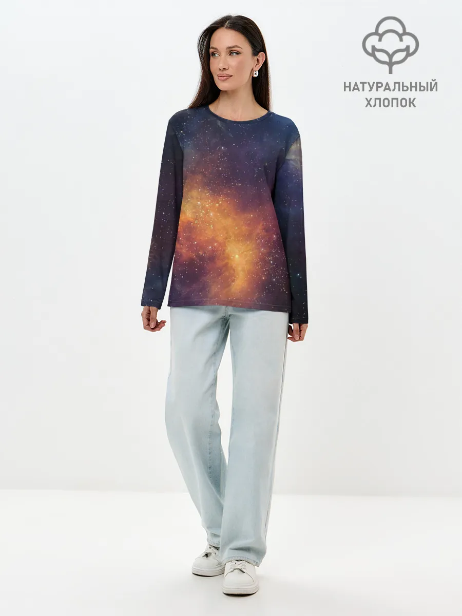 Лонгслив женский. Хлопок / Космос