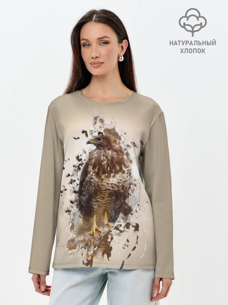 Лонгслив женский. Хлопок / Птица