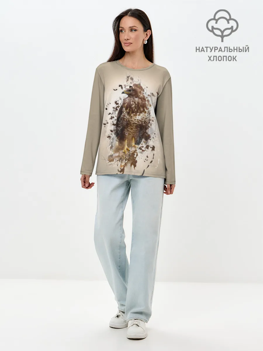 Лонгслив женский. Хлопок / Птица