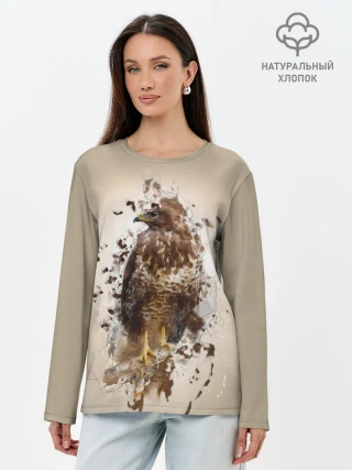Лонгслив женский. Хлопок / Птица