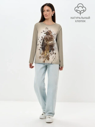 Лонгслив женский. Хлопок / Птица
