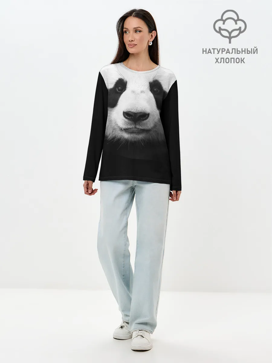 Лонгслив женский. Хлопок / Панда