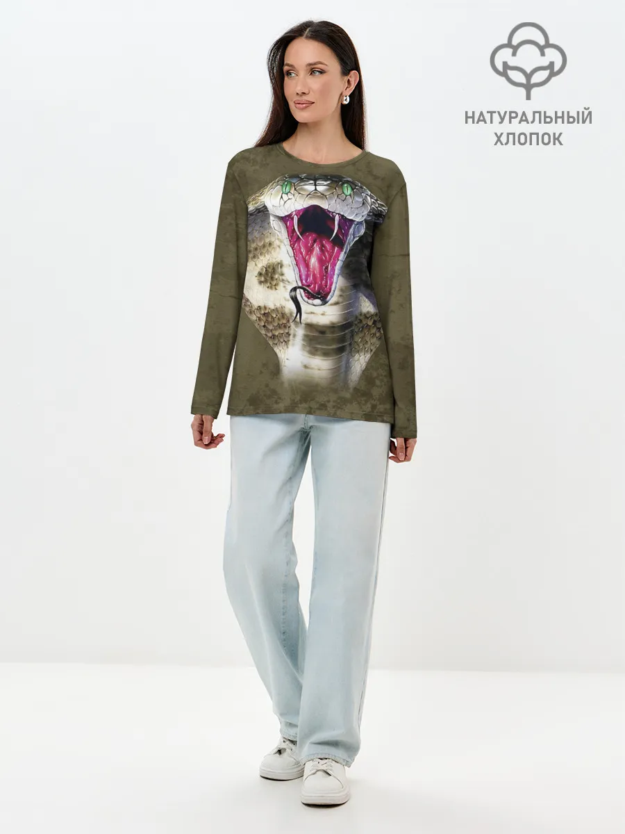 Лонгслив женский. Хлопок / Кобра