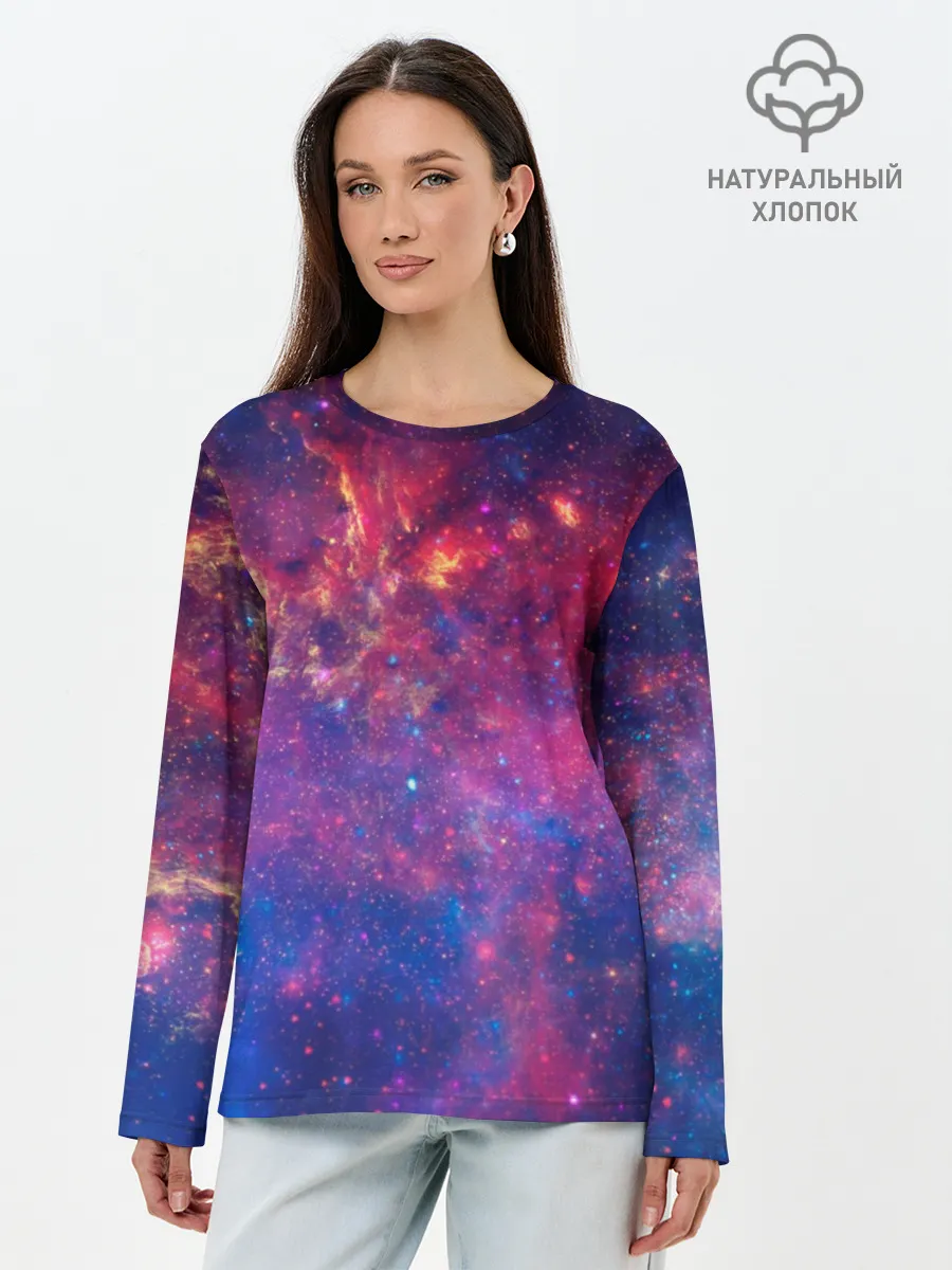 Лонгслив женский. Хлопок / Космос
