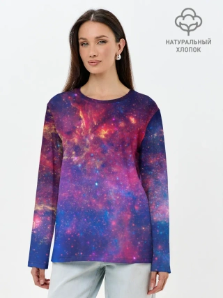 Лонгслив женский. Хлопок / Космос
