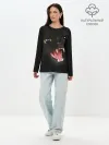 Лонгслив женский. Хлопок / Черный кот