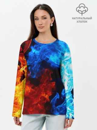 Лонгслив женский. Хлопок / Битва огней