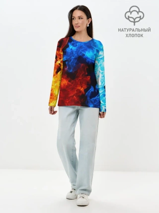 Лонгслив женский. Хлопок / Битва огней