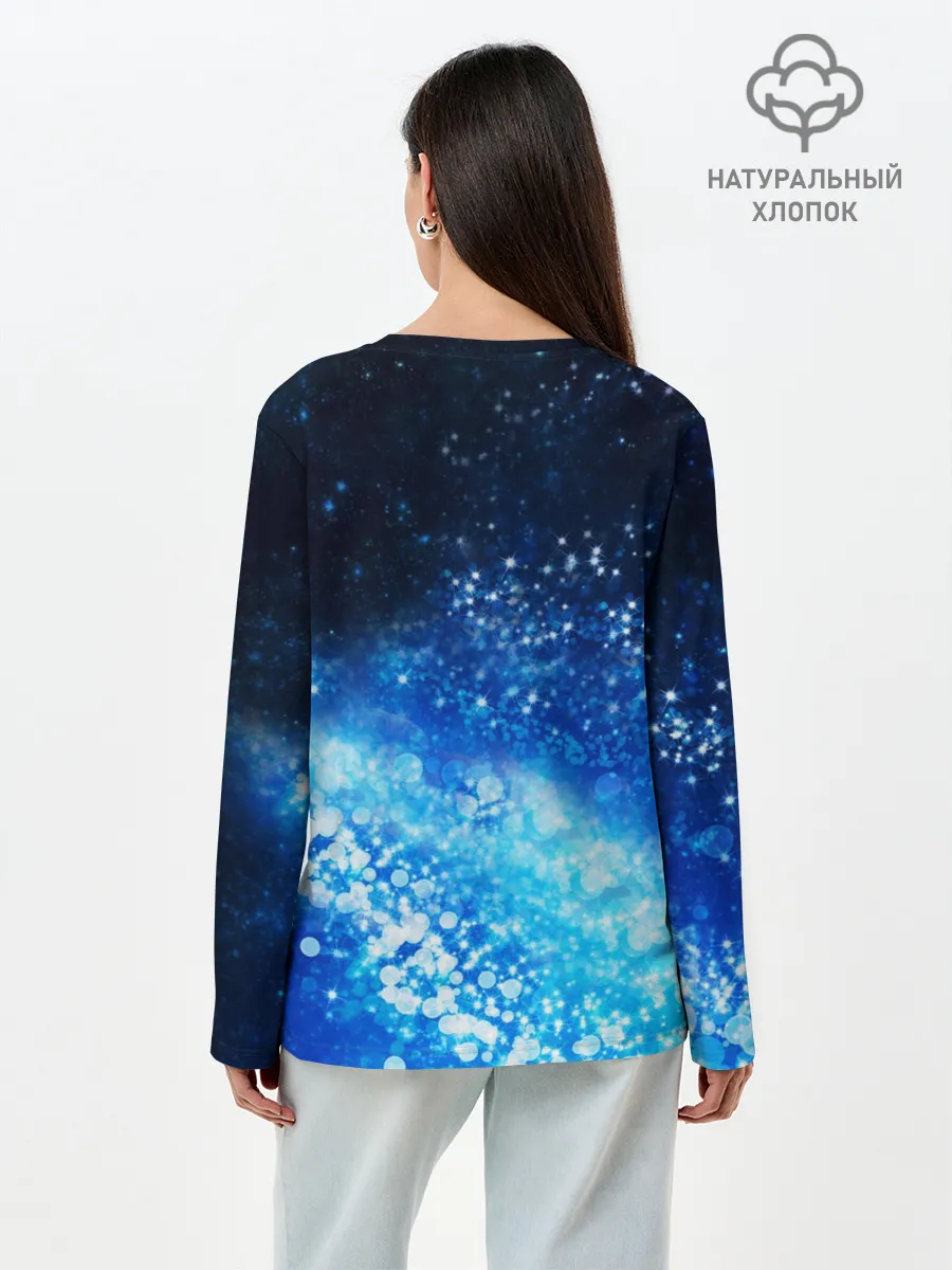 Лонгслив женский. Хлопок / Новогодний олень