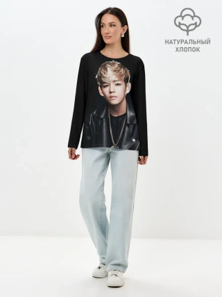 Лонгслив женский. Хлопок / Вишня