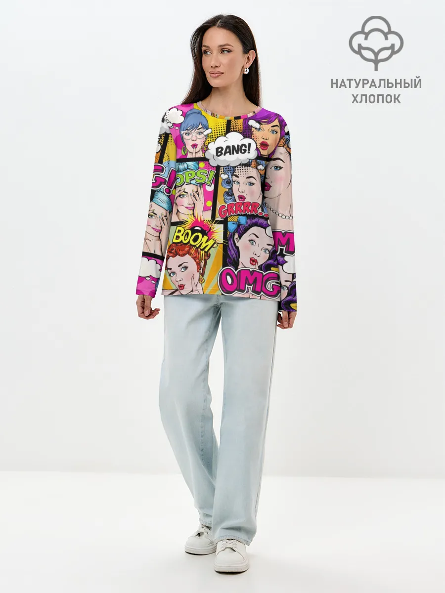 Лонгслив женский. Хлопок / POP ART