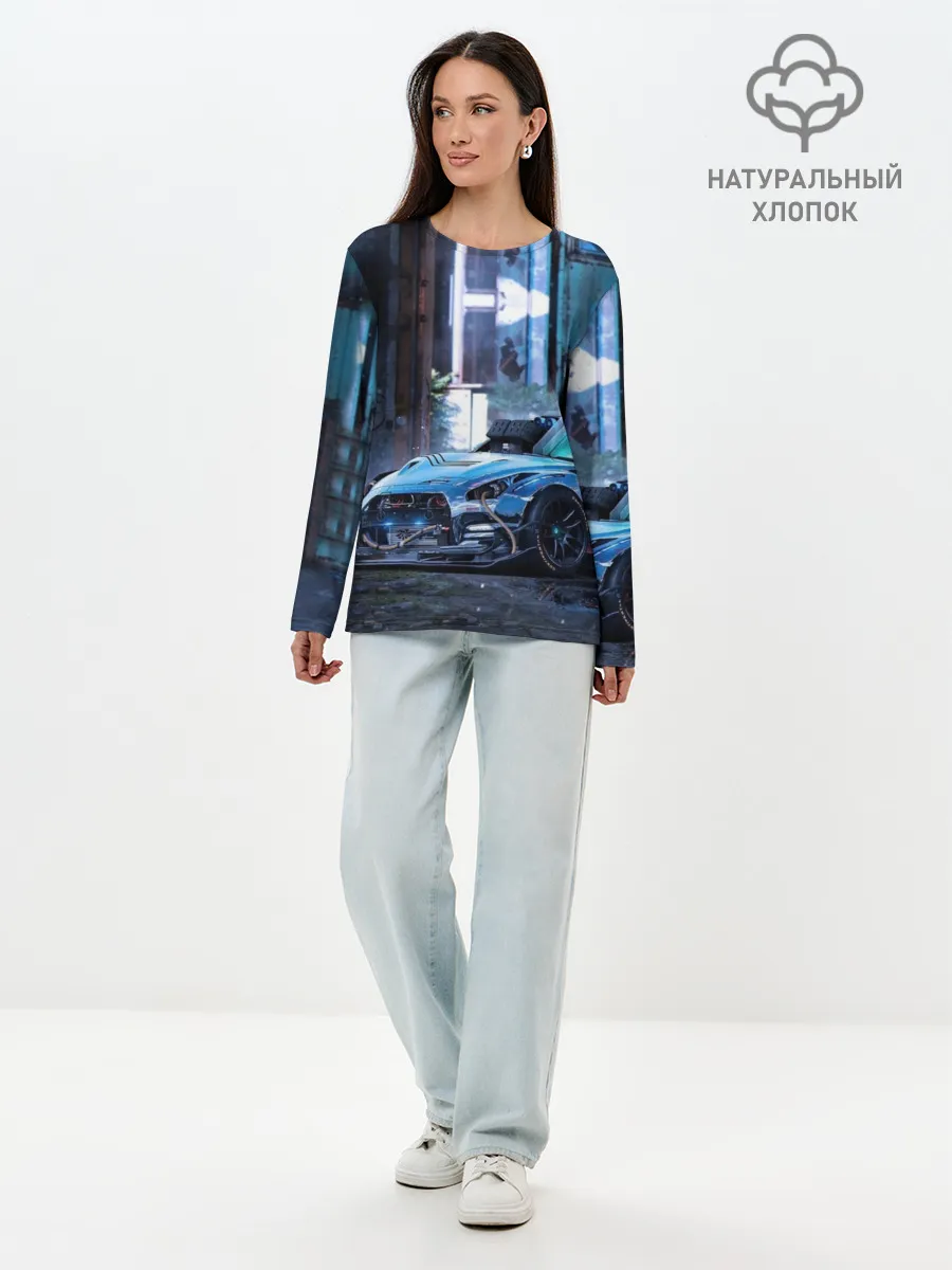 Лонгслив женский. Хлопок / Nissan GTR R35