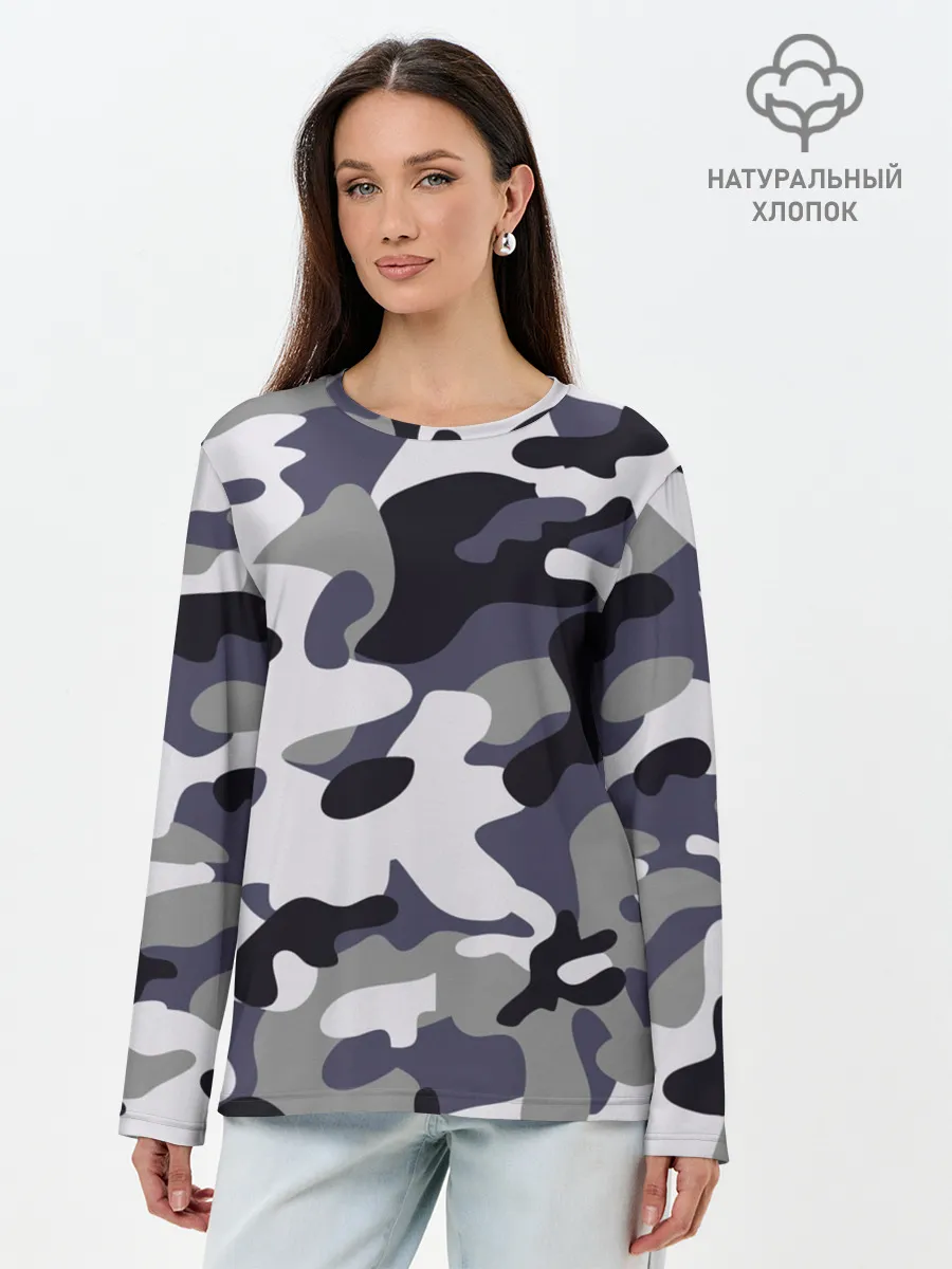 Лонгслив женский. Хлопок / Городской камуфляж