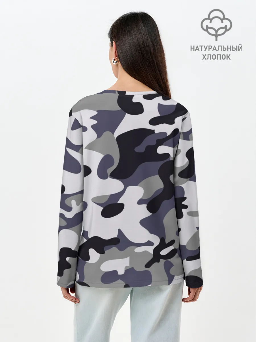 Лонгслив женский. Хлопок / Городской камуфляж