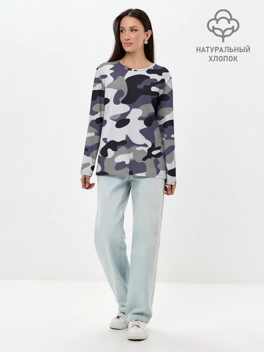 Лонгслив женский. Хлопок / Городской камуфляж