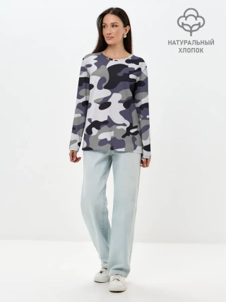 Лонгслив женский. Хлопок / Городской камуфляж