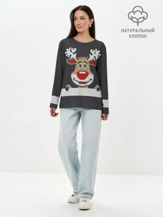 Лонгслив женский. Хлопок / Олень