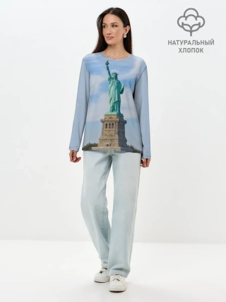 Лонгслив женский. Хлопок / Статуя свободы