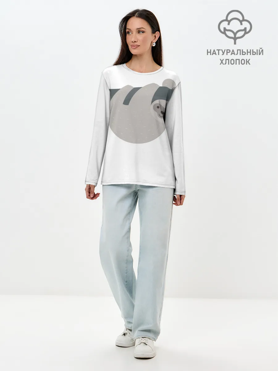 Лонгслив женский. Хлопок / Веселый ленивец