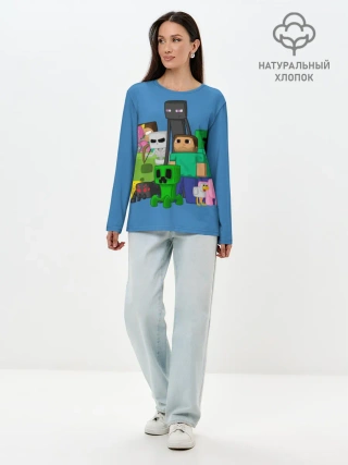 Лонгслив женский. Хлопок / Майнкрафт