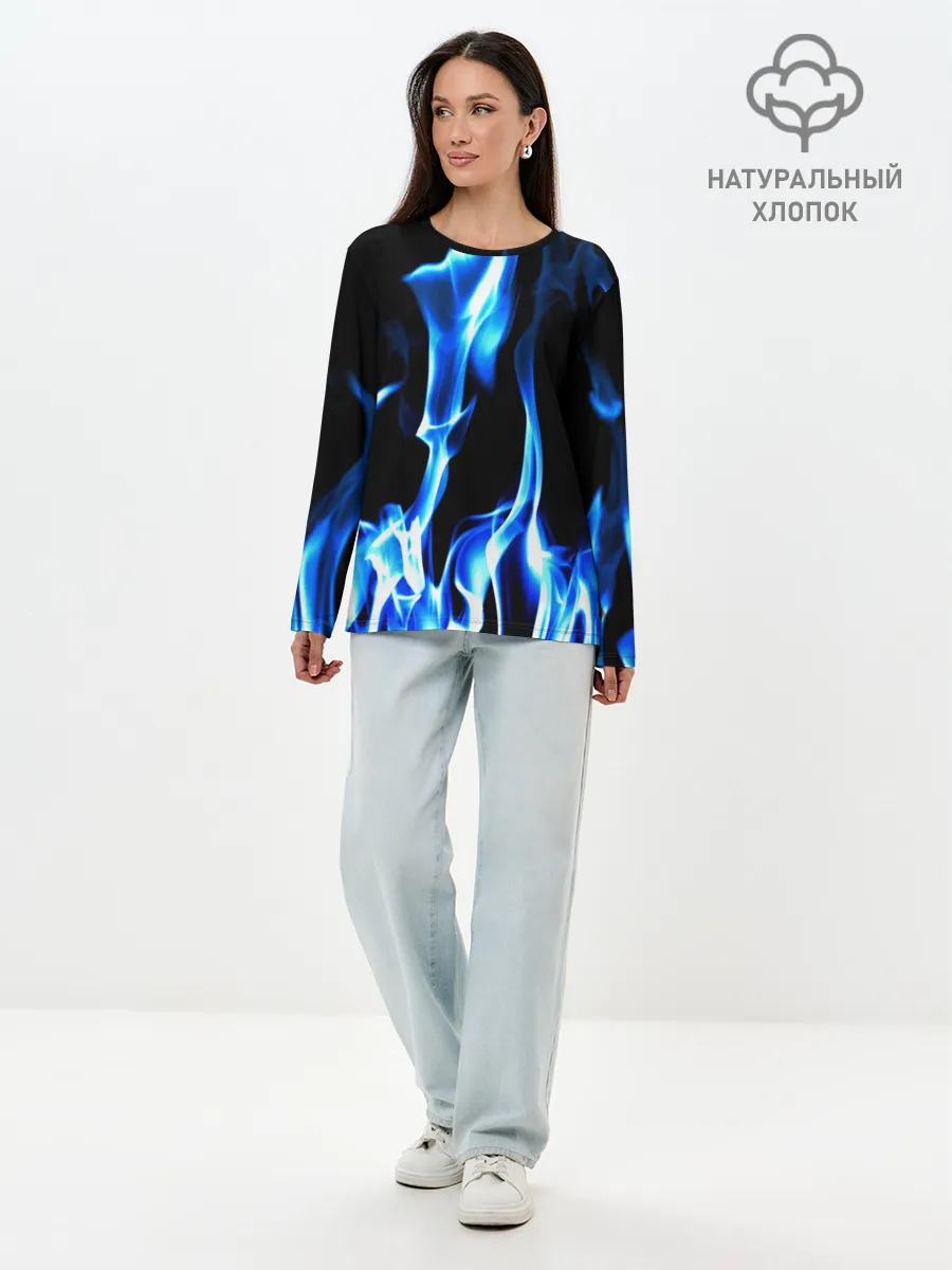 Лонгслив женский. Хлопок / Огонь
