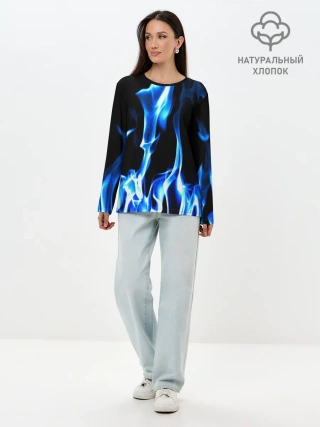 Лонгслив женский. Хлопок / Огонь