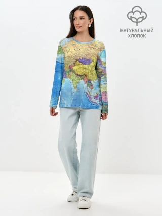 Лонгслив женский. Хлопок / Карта 10