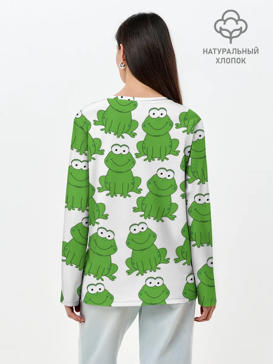 Лонгслив женский. Хлопок / Лягушки