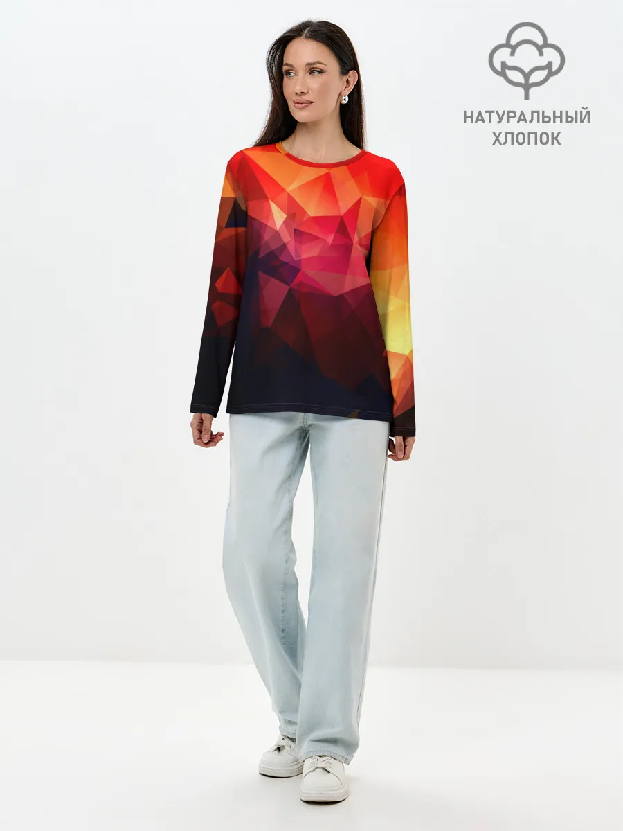 Лонгслив женский. Хлопок / Абстракция