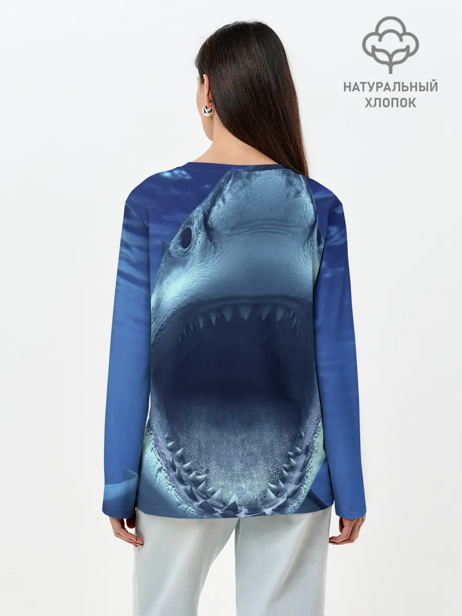 Лонгслив женский. Хлопок / Белая акула
