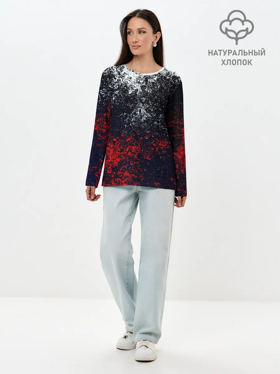 Лонгслив женский. Хлопок / Брызги красок