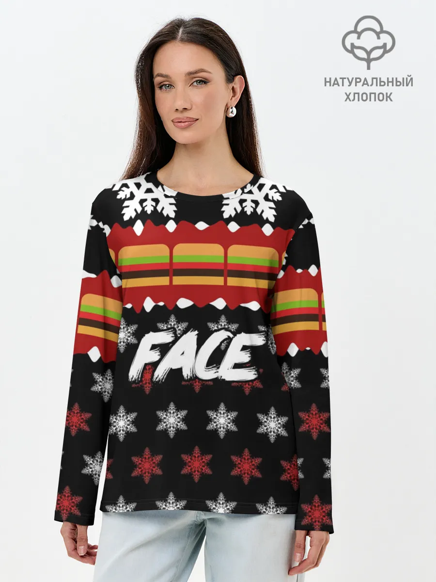 Лонгслив женский. Хлопок / Праздничный Face